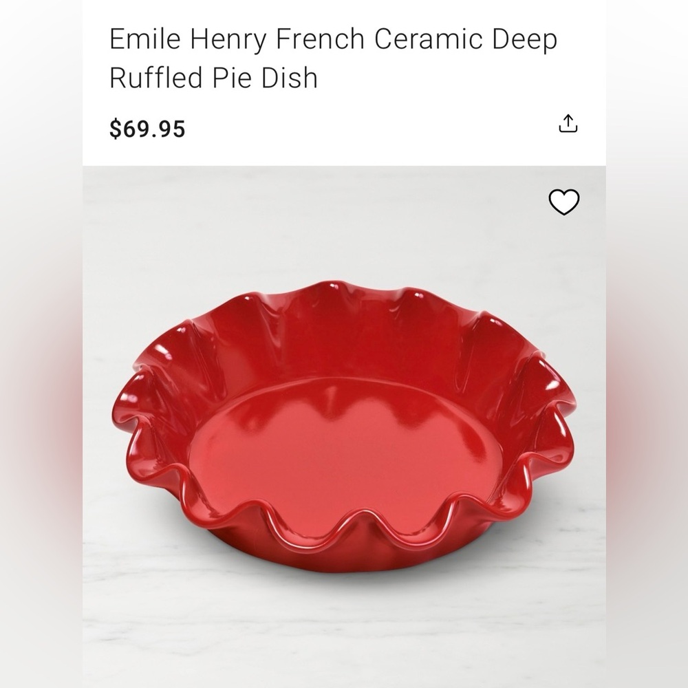 Emile Henry French Red Ceramic Pie Dish
